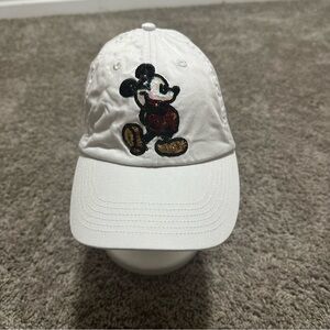 Authentic Disney Parks Micky Mouse Sequin White Baseball Cap Adjustable